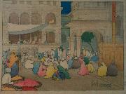 Charles W. Bartlett Amritsar [India], color woodblock print by Charles W. Bartlett, 1916, Honolulu Academy of Arts France oil painting artist